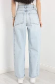 Büzgü Detaylı Baggy Kot Pantolon Buzmavi - 2