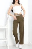 Tek Pile Ekstraforlu Palazzo Pantolon Haki - 1