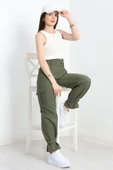 Kemerli Paraşüt Kumaş Pantolon Haki - 2