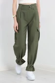 Kemerli Paraşüt Kumaş Pantolon Haki - 4