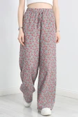 Desenli Keten Pantolon Kırmızıgri thumbnail 1