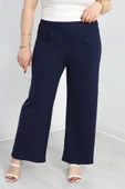 Büyük Beden Zra Krep Pantolon Lacivert - 3