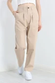 Havuç Paça Pantolon Bej - 1