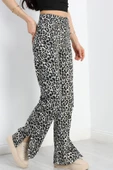 Yırtmaçlı Palazzo Kot Pantolon Leopar thumbnail 3