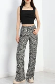 Yırtmaçlı Palazzo Kot Pantolon Leopar thumbnail 5