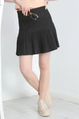 Pileli Mini Etek Füme - 1