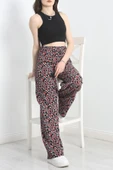 Desenli Keten Pantolon Siyahkırmızı thumbnail 2