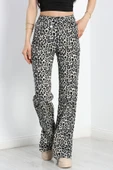 Yırtmaçlı Palazzo Kot Pantolon Leopar thumbnail 1