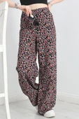 Desenli Keten Pantolon Siyahkırmızı thumbnail 3