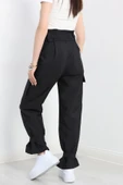 Kemerli Paraşüt Kumaş Pantolon Siyah - 7