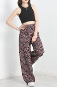 Desenli Keten Pantolon Siyahkırmızı thumbnail 4