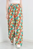 Desenli Viskon Pantolon Yeşilkırmızı thumbnail 1
