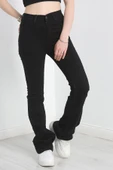 İspanyol Paça Kot Pantolon Siyah - 5