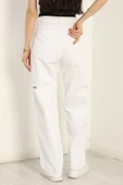 Lazer Kesim Palazzo Kot Pantolon Beyaz - 7
