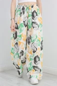 Desenli Keten Pantolon Yeşilturuncu thumbnail 4