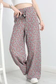 Desenli Keten Pantolon Kırmızıgri thumbnail 5
