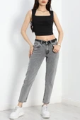 Yüksek Bel Kot Pantolon Gri thumbnail 1