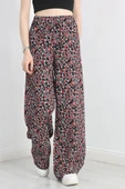 Desenli Keten Pantolon Siyahkırmızı thumbnail 1