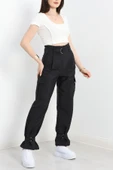 Kemerli Paraşüt Kumaş Pantolon Siyah - 1