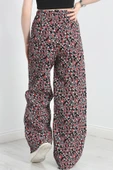 Desenli Keten Pantolon Siyahkırmızı thumbnail 6