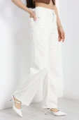 Likralı Palazzo Kot Pantolon Beyaz thumbnail 3