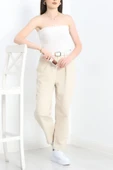 Havuç Paça Pantolon Krem - 4