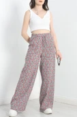 Desenli Keten Pantolon Kırmızıgri thumbnail 4