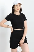 Bluzlu Kaşkorse Şortlu Takım Siyah - 5