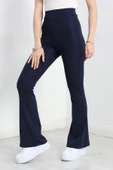 İspanyol Paça Dalgıç Kumaş Tayt Lacivert thumbnail 5