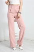 Düğme Detay Pileli Lastikli Pantolon Gülkurusu thumbnail 1