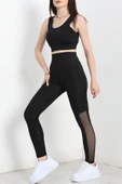 Tül Detaylı Dalgıç Tayt Siyah - 2