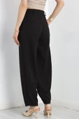 Pileli Bol Kesim Pantolon Siyah - 7