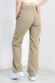 Kargo Cep Palazzo Kot Pantolon Haki - 7