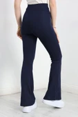 İspanyol Paça Dalgıç Kumaş Tayt Lacivert thumbnail 6