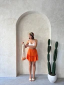 Çingene keten etek turuncu s24808 - 4