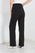 Düğme Detay Pileli Lastikli Pantolon Siyah - 7