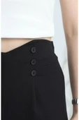 Düğme Detay Pileli Lastikli Pantolon Siyah - 6