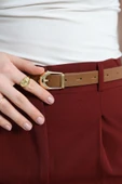 Kemerli Double Pantolon Bordo - 6