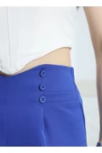 Düğme Detay Pileli Lastikli Pantolon Saks - 6