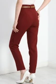 Kemerli Double Pantolon Bordo - 7