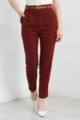 Kemerli Double Pantolon Bordo - 1