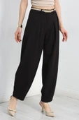 Pileli Bol Kesim Pantolon Siyah - 5