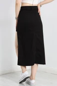 Yırtmaç Detaylı Kot Etek Siyah - 6