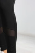Tül Detaytlı Dalgıç Büyük Beden Tayt Siyah - 6