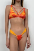 Biye Detay Büzgülü Bikini Takım Turuncu - 3
