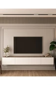 DEWOODY 240 CM DUVARA MONTAJLANABİLİR DÜŞER KAPAKLI BÖLMELİ TV ÜNİTESİ - 2