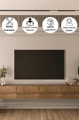 DEWOODY 240 CM DUVARA MONTAJLANABİLİR DÜŞER KAPAKLI BÖLMELİ TV ÜNİTESİ - 1