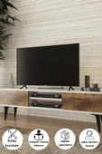 DEWOODY Tv Ünitesi 140cm Kapaklı 2 Bölmeli Kitaplıklı - 2