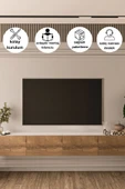 DEWOODY 240 CM DUVARA MONTAJLANABİLİR DÜŞER KAPAKLI BÖLMELİ TV ÜNİTESİ - 1