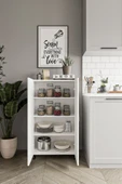 DEWOODY 3 Raflı 4bölmeli Erzak Dolabı Mutfak Dolabı Banyo Dolabı Çok Amaçlı Dolap - 2